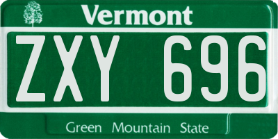 VT license plate ZXY696