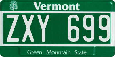 VT license plate ZXY699
