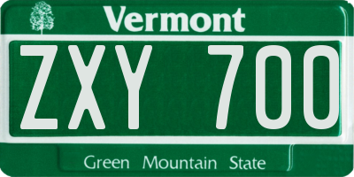 VT license plate ZXY700