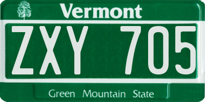 VT license plate ZXY705