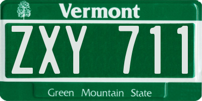 VT license plate ZXY711
