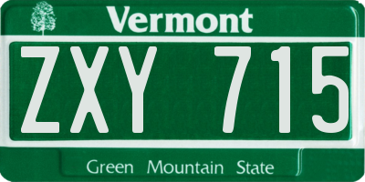 VT license plate ZXY715