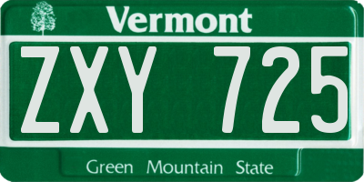 VT license plate ZXY725