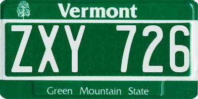 VT license plate ZXY726