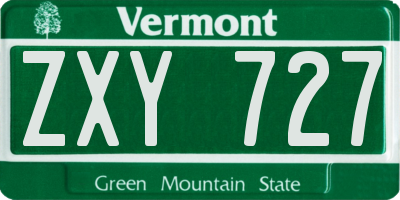 VT license plate ZXY727