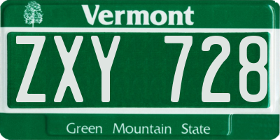 VT license plate ZXY728