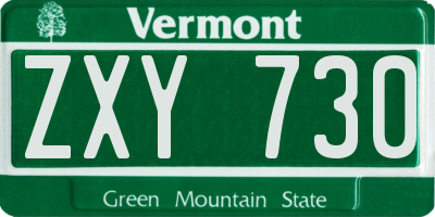 VT license plate ZXY730