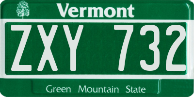 VT license plate ZXY732