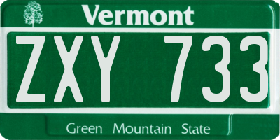 VT license plate ZXY733
