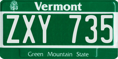 VT license plate ZXY735