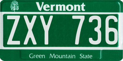 VT license plate ZXY736