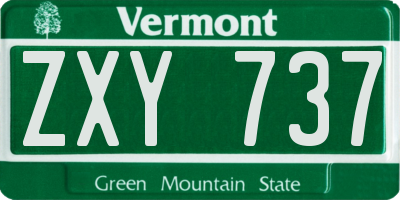 VT license plate ZXY737