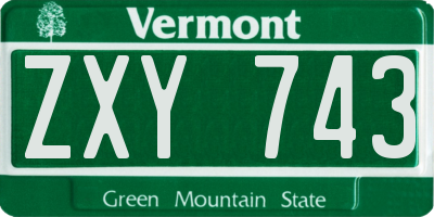 VT license plate ZXY743