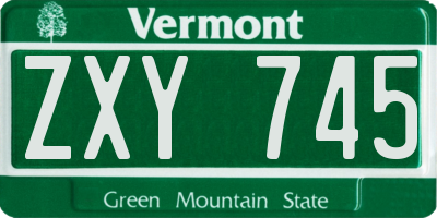 VT license plate ZXY745