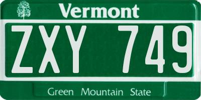 VT license plate ZXY749