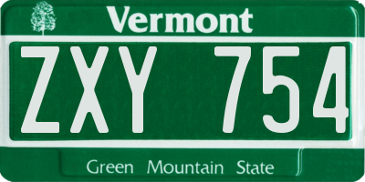 VT license plate ZXY754