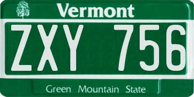 VT license plate ZXY756