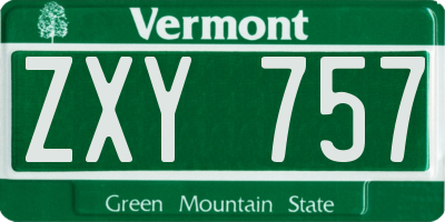 VT license plate ZXY757
