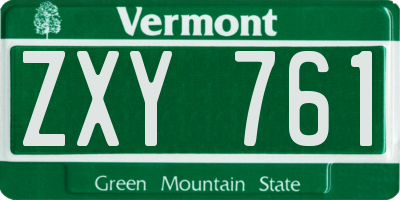VT license plate ZXY761