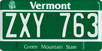 VT license plate ZXY763