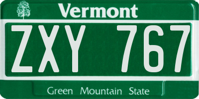 VT license plate ZXY767