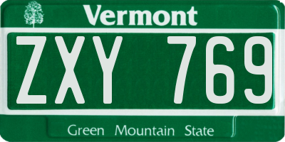 VT license plate ZXY769
