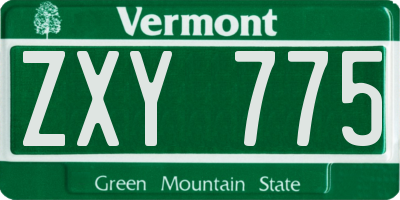 VT license plate ZXY775