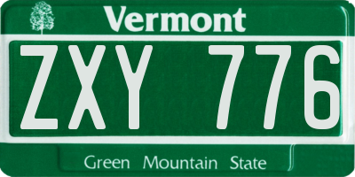 VT license plate ZXY776