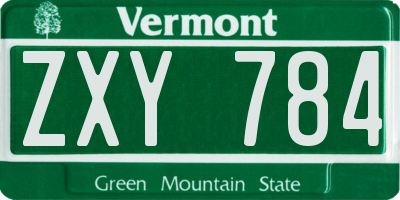 VT license plate ZXY784