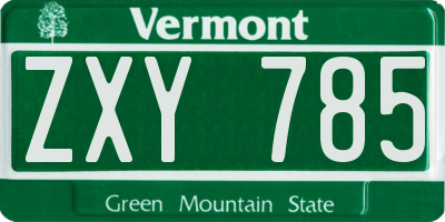 VT license plate ZXY785