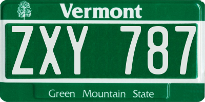VT license plate ZXY787
