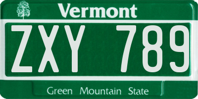 VT license plate ZXY789