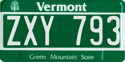 VT license plate ZXY793