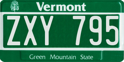 VT license plate ZXY795