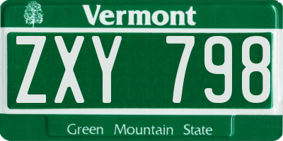 VT license plate ZXY798