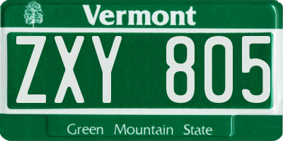 VT license plate ZXY805