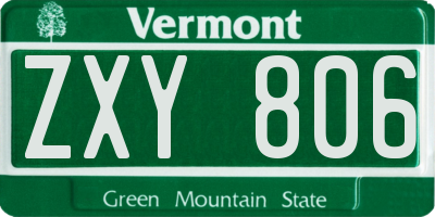 VT license plate ZXY806