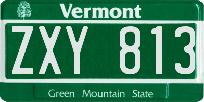 VT license plate ZXY813