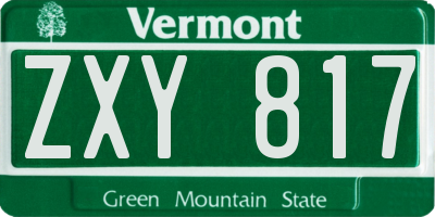 VT license plate ZXY817