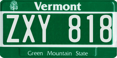 VT license plate ZXY818
