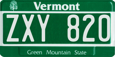 VT license plate ZXY820