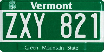 VT license plate ZXY821