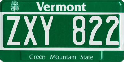 VT license plate ZXY822