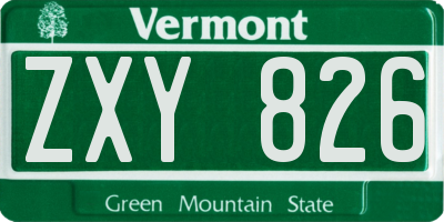 VT license plate ZXY826
