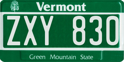 VT license plate ZXY830