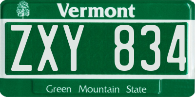 VT license plate ZXY834