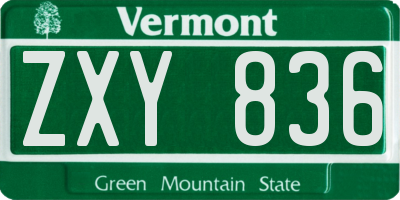 VT license plate ZXY836