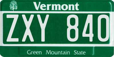 VT license plate ZXY840