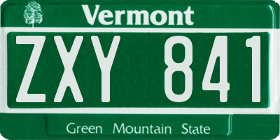 VT license plate ZXY841