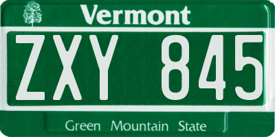 VT license plate ZXY845
